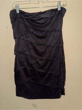 grass collection Strapless Layered Ruffle Dress - Black